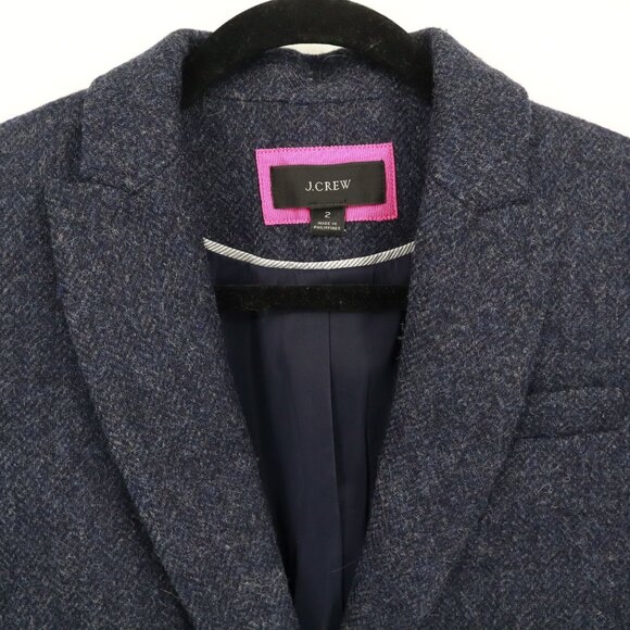 J. Crew Long Parke Wool Blazer Womens 2 Navy Professional Office Career Preppy - Picture 9 of 16